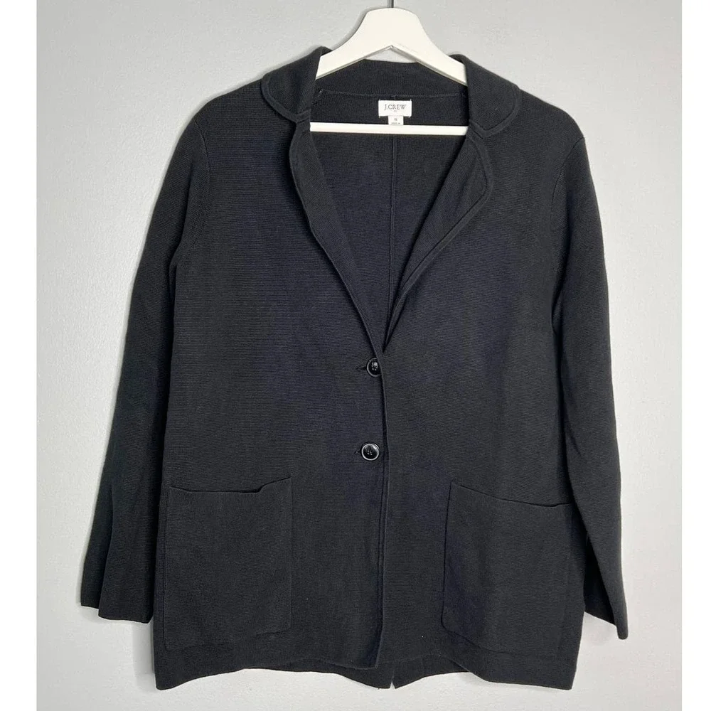 J. Crew Long Sleeve Collared Two-Button Sweater Blazer Black Women’s Size Small